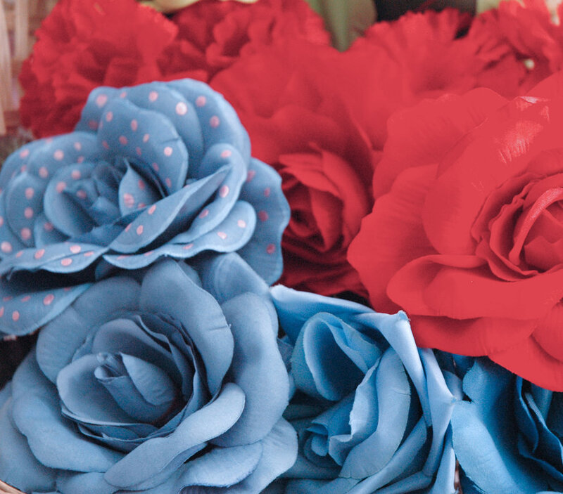 Blue and Red Paper Roses