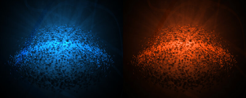 blue and red particle spheres