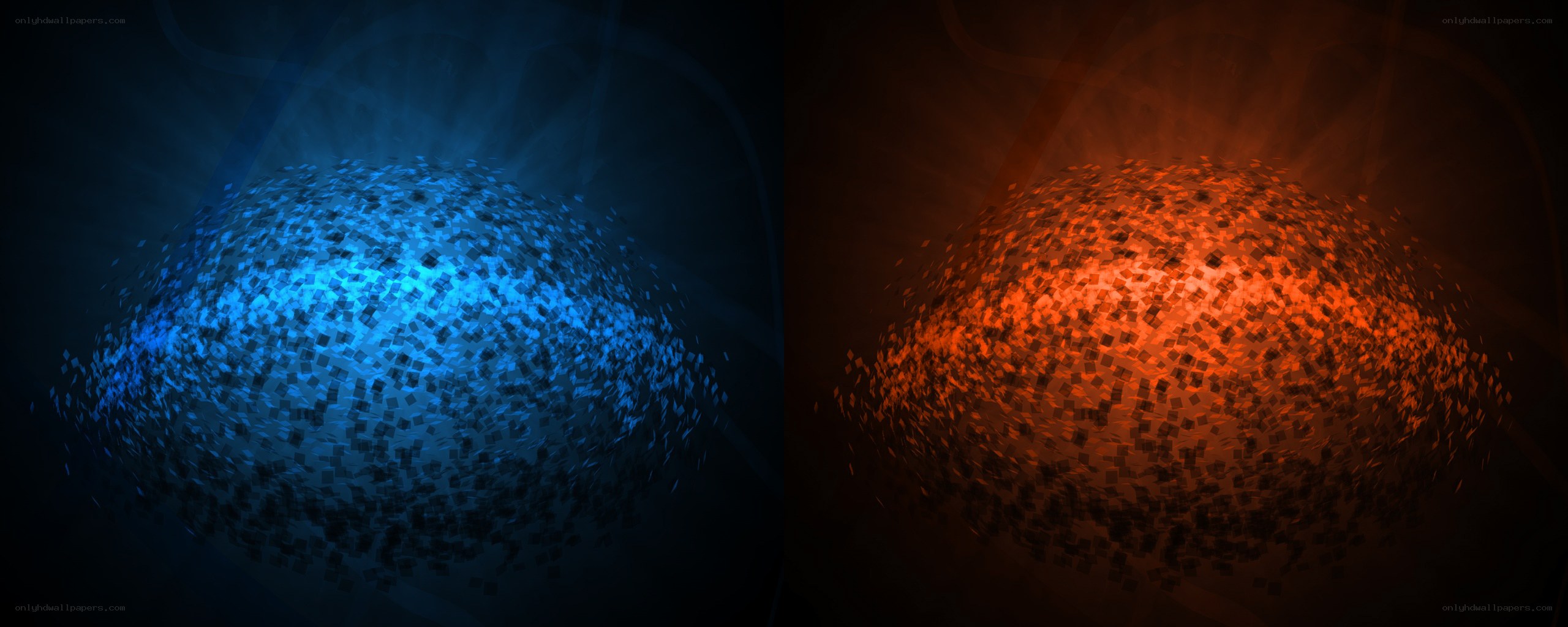 blue and red particle spheres