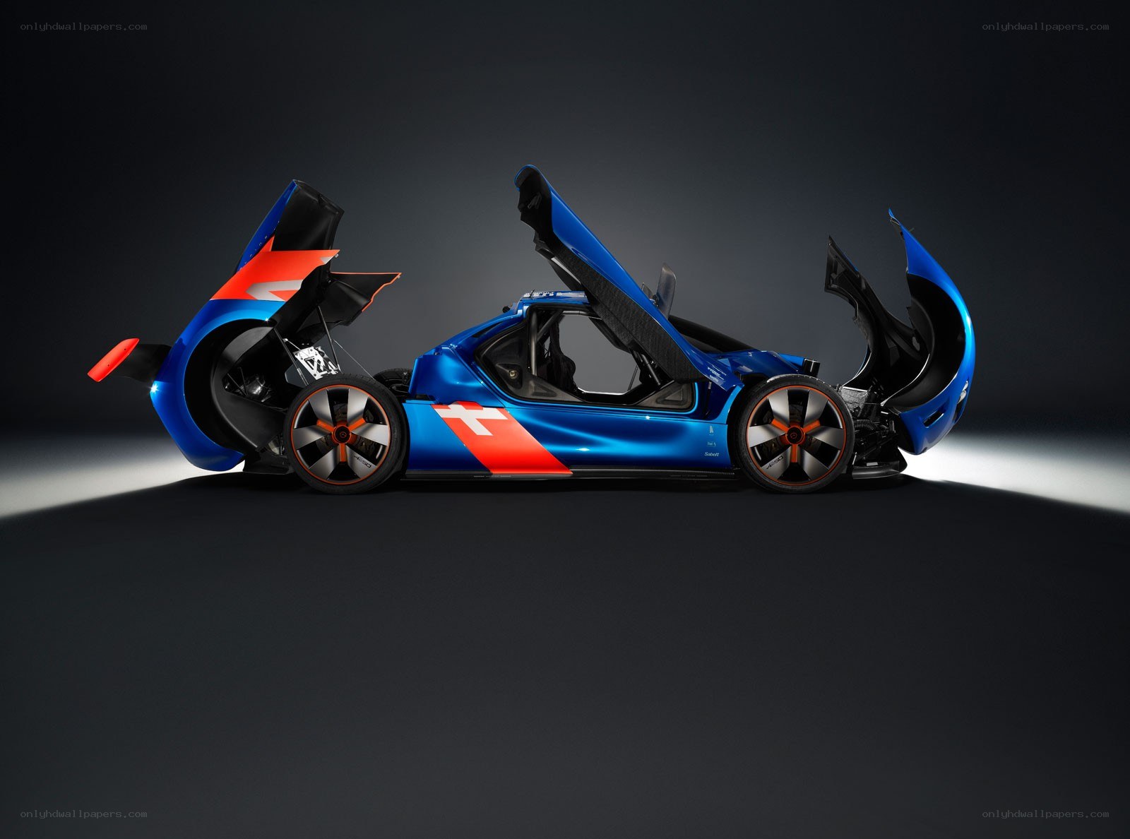 blue and red race car