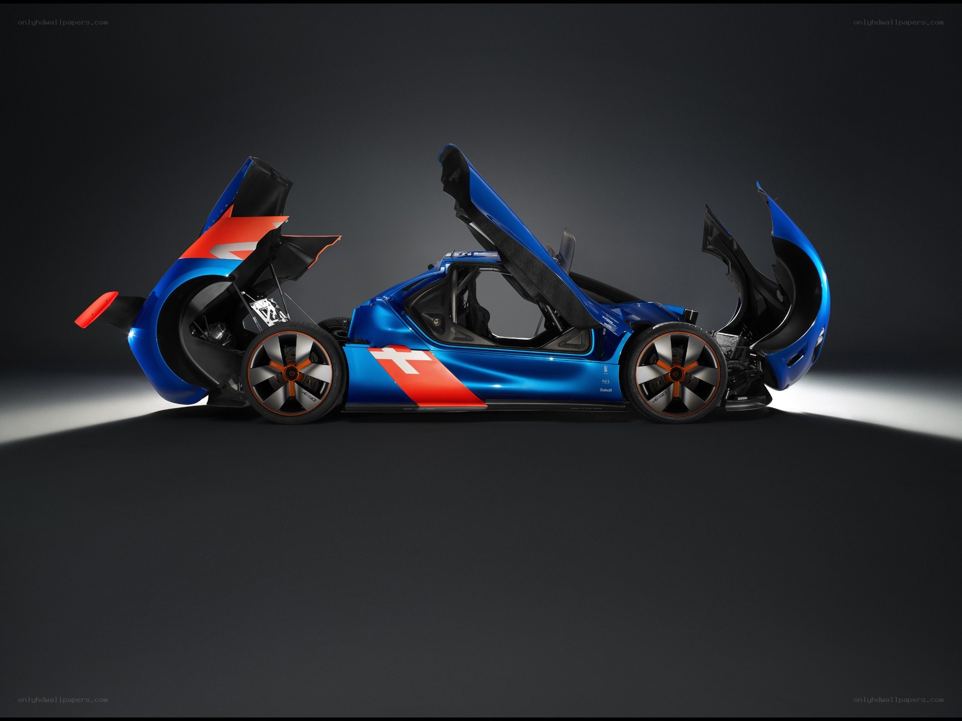 Blue and red race car