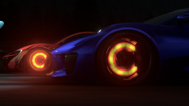 Blue and Red Race Cars