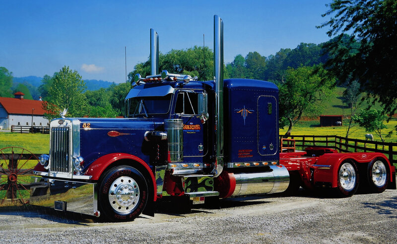 Blue and Red Semi-truck — Serene