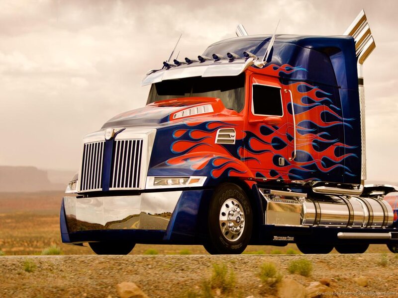 Blue and Red Semi-truck