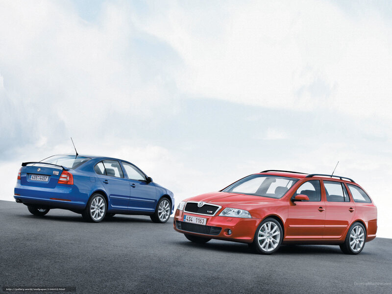 Blue and red Skoda Octavia
