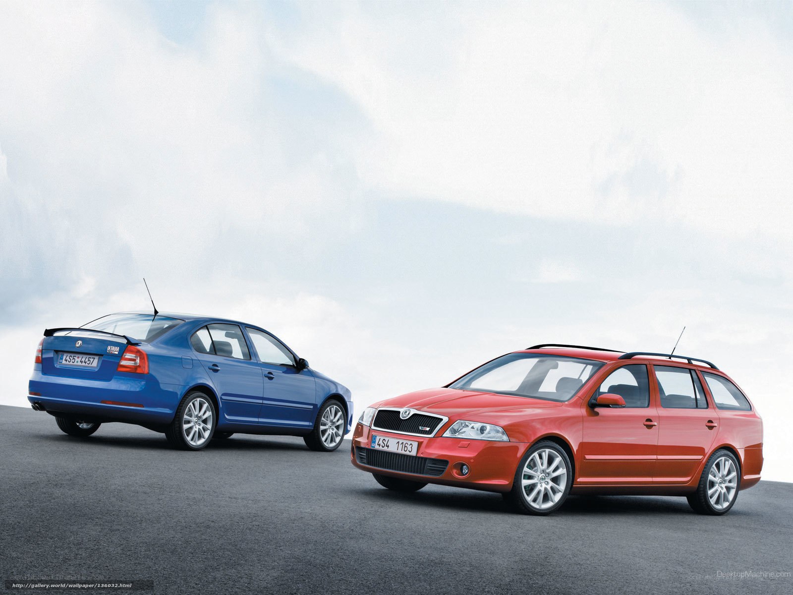 Blue and red Skoda Octavia