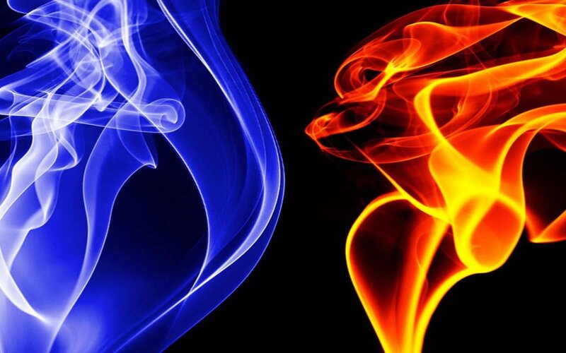 Blue and Red Smoke