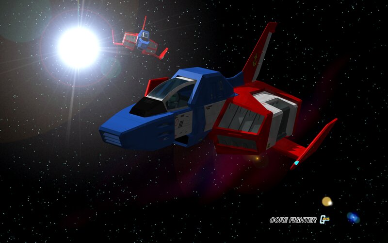 Blue and Red Spaceship