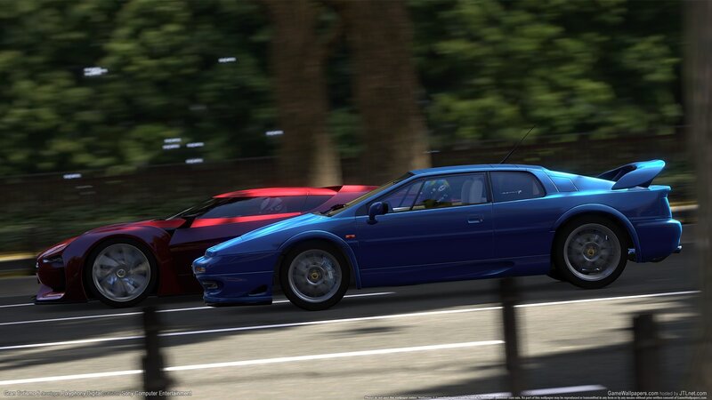 Blue and red sports cars racing