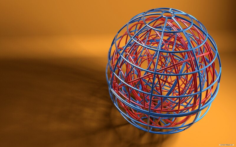 blue and red wire sphere