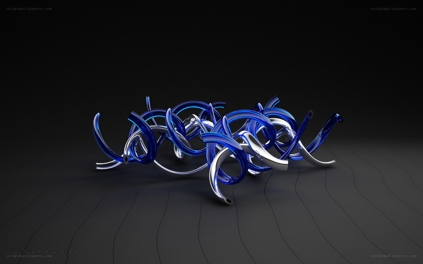 Blue and silver abstract sculpture