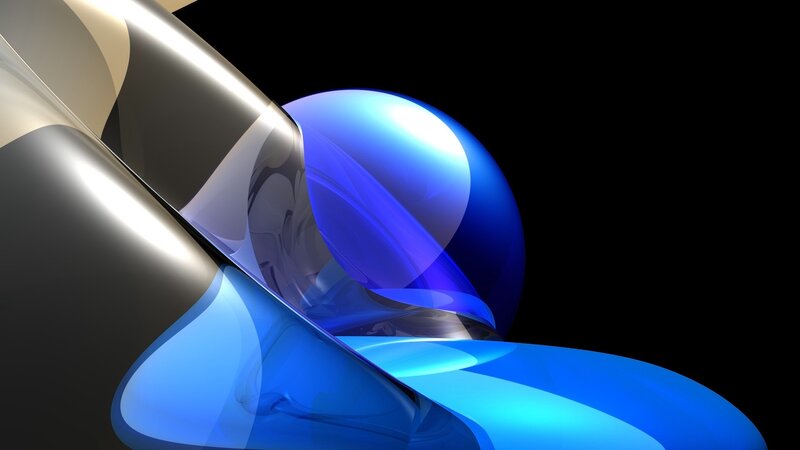 Blue and Silver Abstract Shapes — 3d Render