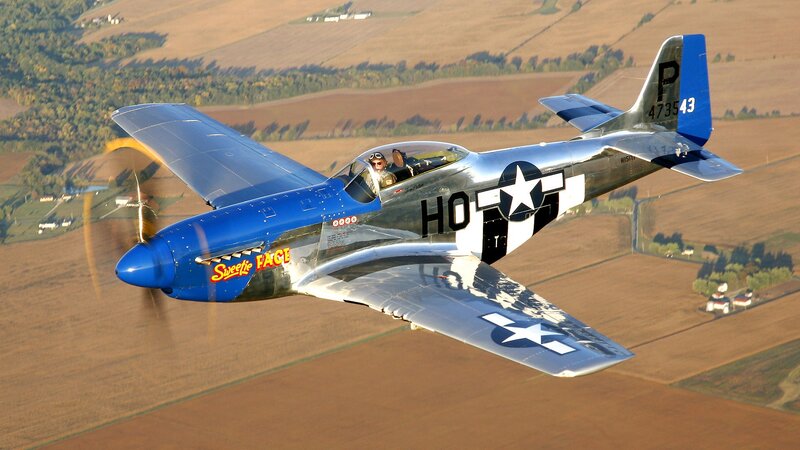 Blue and Silver Airplane — Dynamic, Afternoon, Photograph, Pilot, Propeller