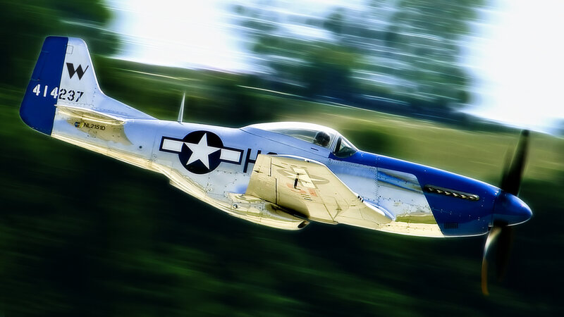 Blue and Silver Airplane — Dynamic, Afternoon