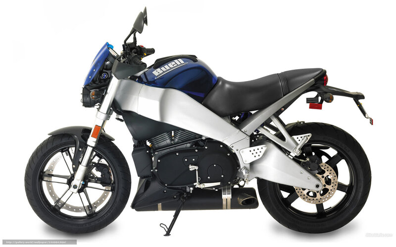 Blue and silver Buell motorcycle