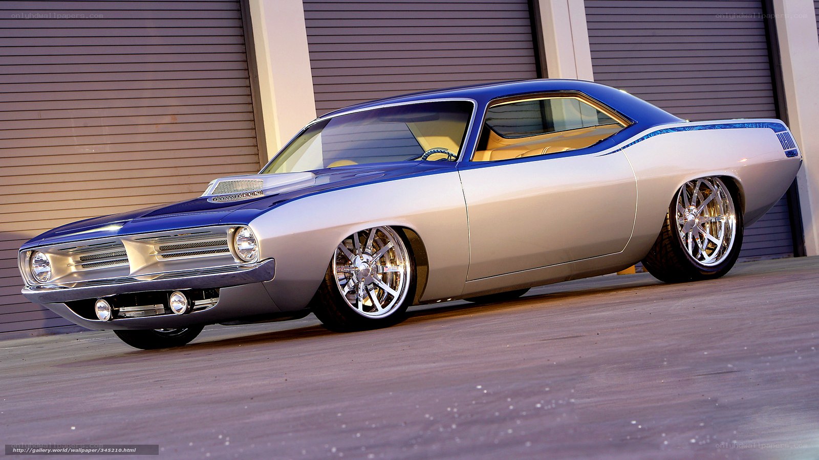 blue and silver classic muscle car