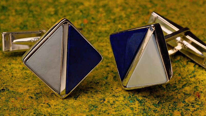 blue and silver cufflinks