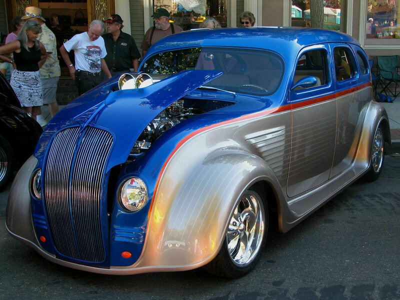 Blue and silver custom hot rod