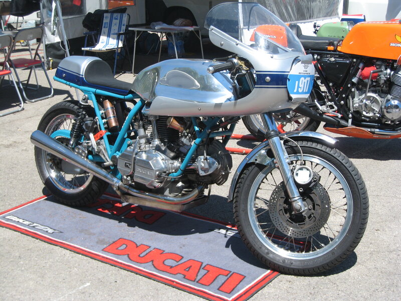 Blue and silver Ducati motorcycle