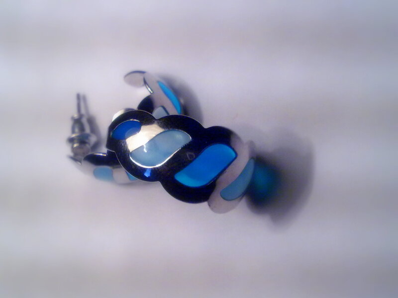 blue and silver earring