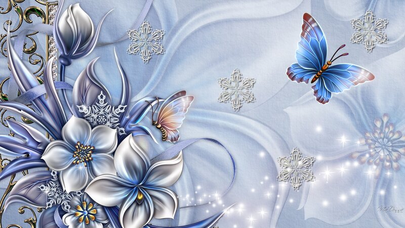 Blue and Silver Flowers