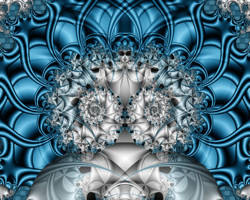 Blue and Silver Fractal Pattern