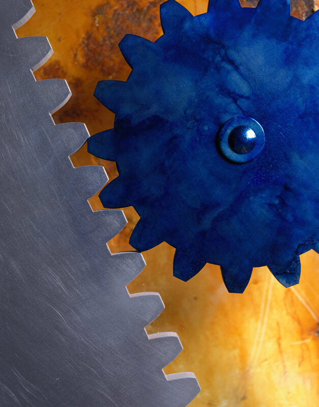 Blue and silver gears