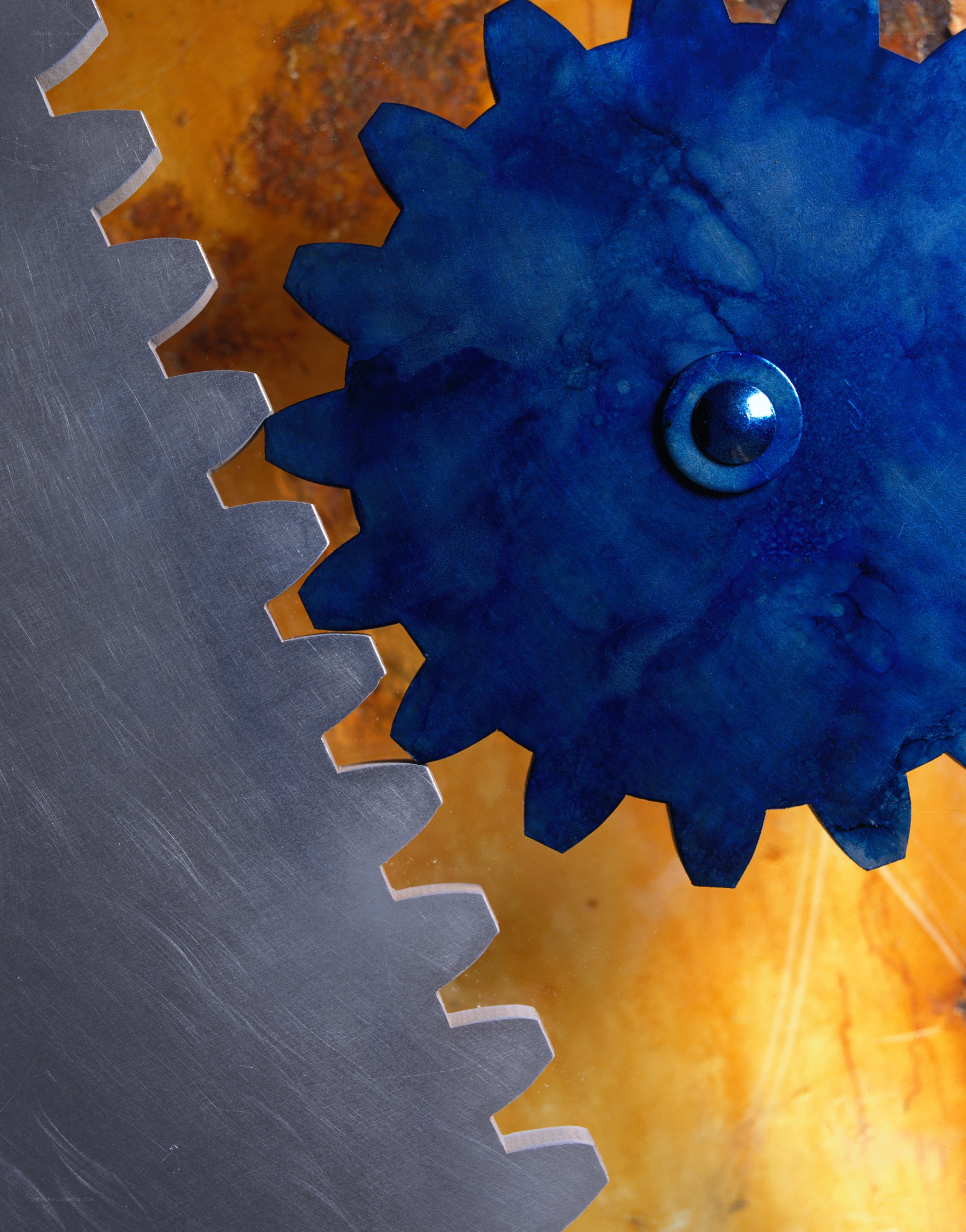 Blue and silver gears