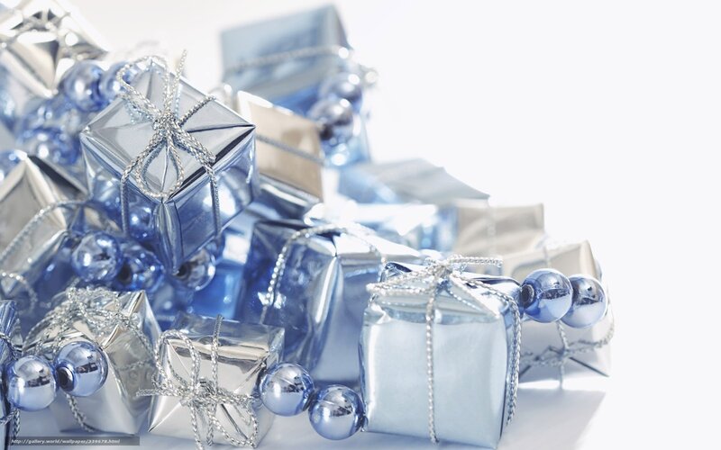 Blue and Silver Gift Boxes — Festive, Photograph