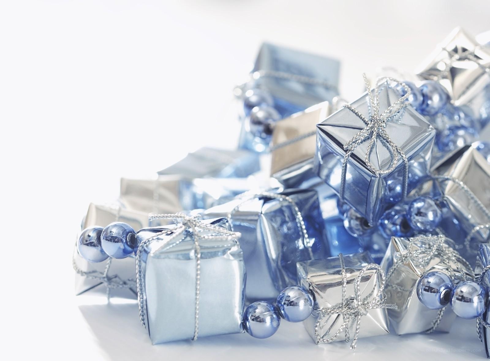 Blue and silver gift boxes