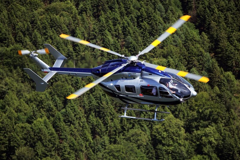 Blue and Silver Helicopter