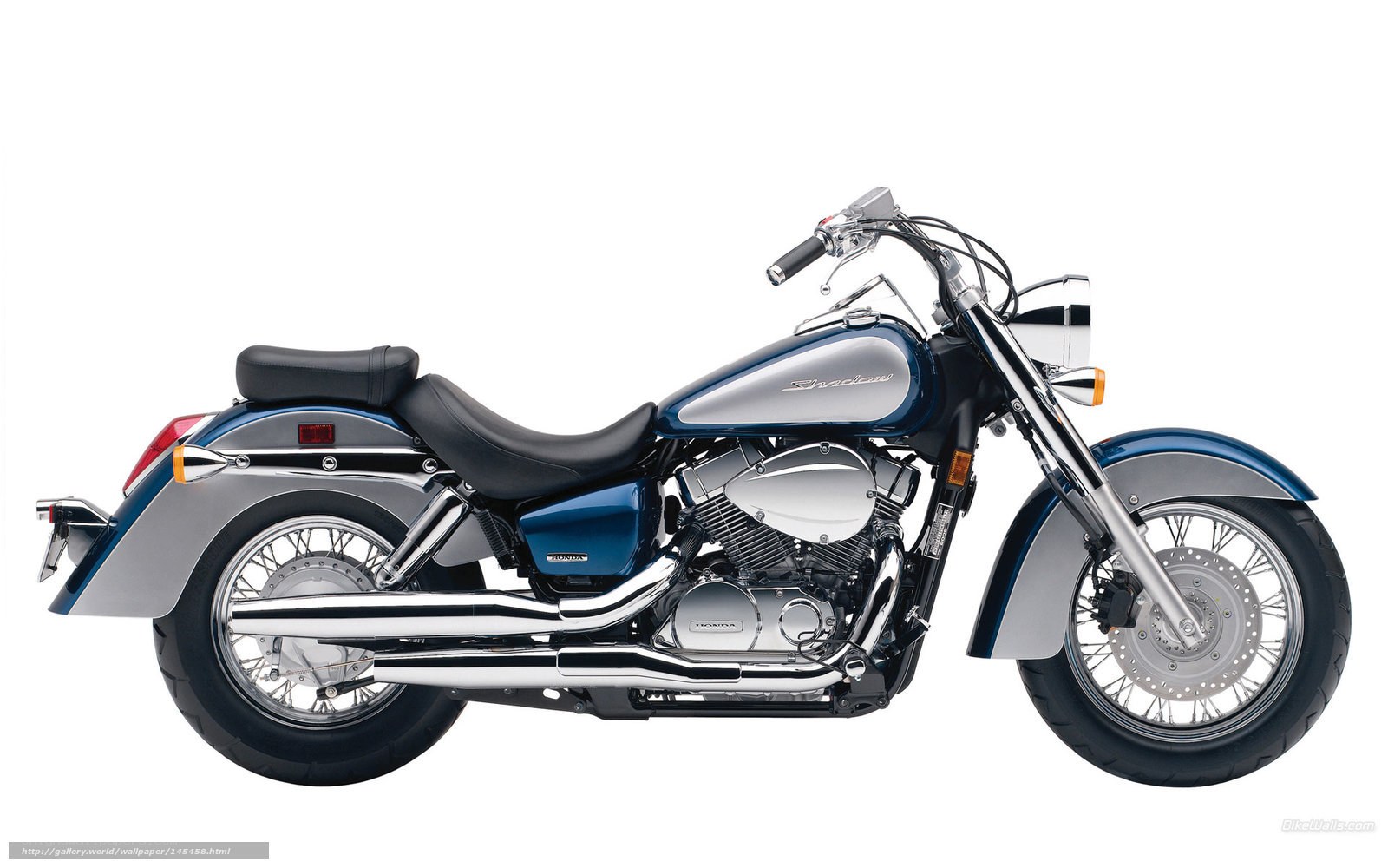 Blue and silver Honda Shadow motorcycle
