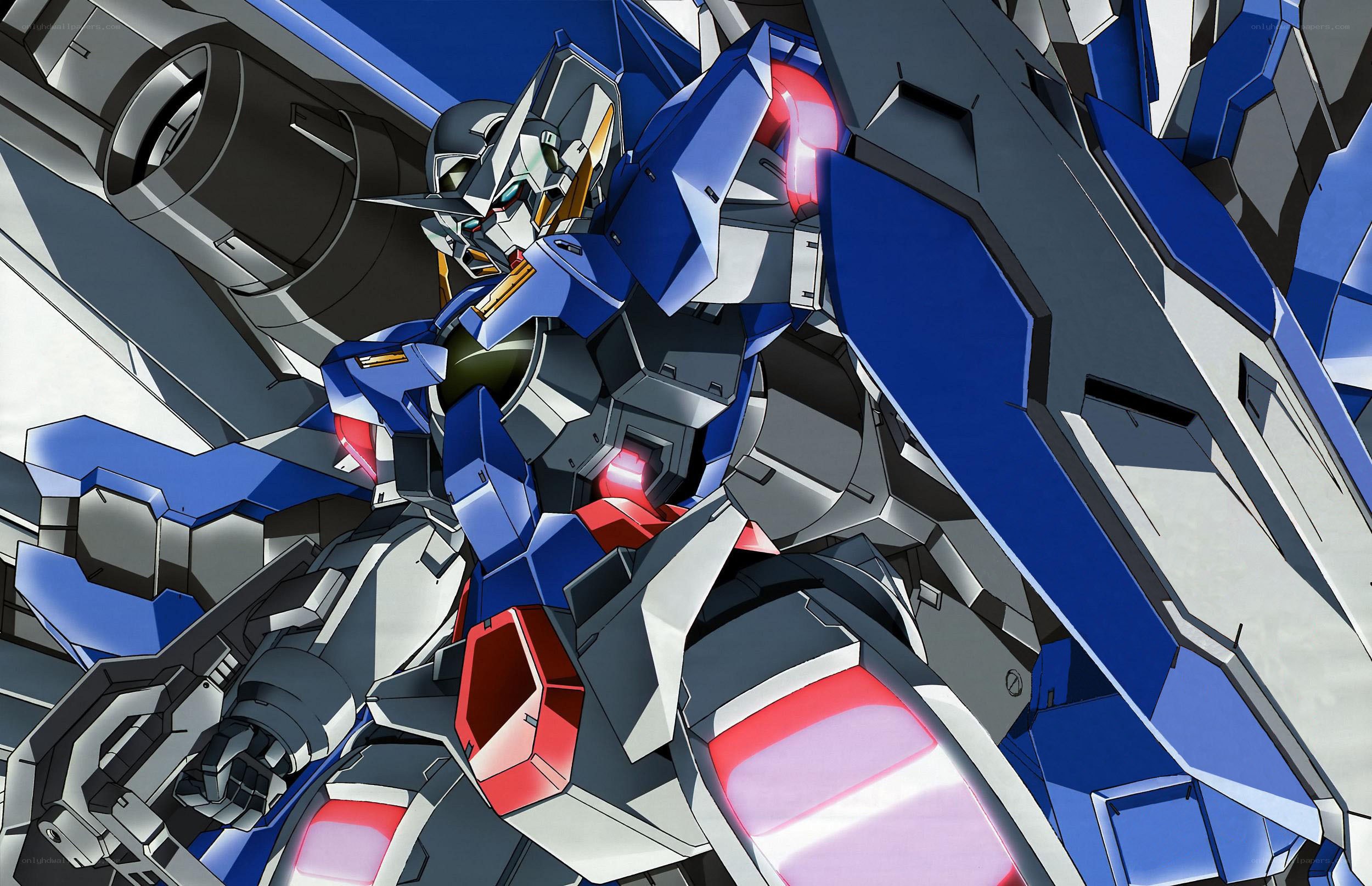 Blue and silver mobile suit