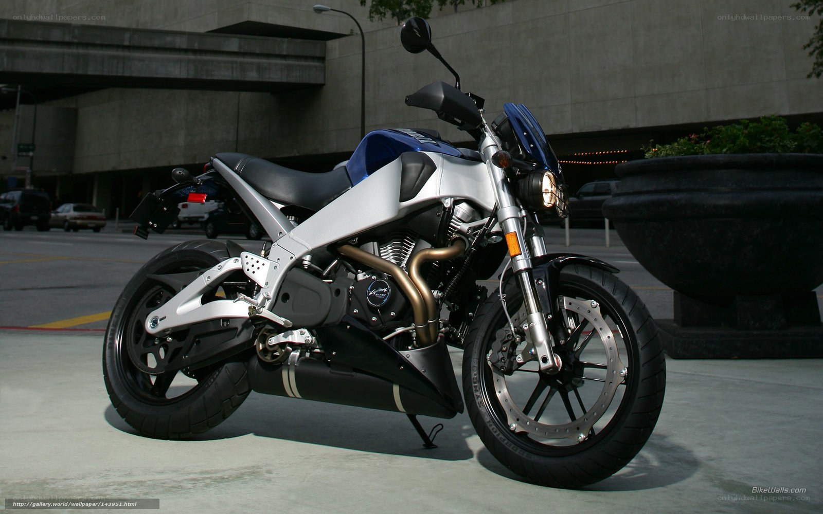 Blue and silver motorcycle
