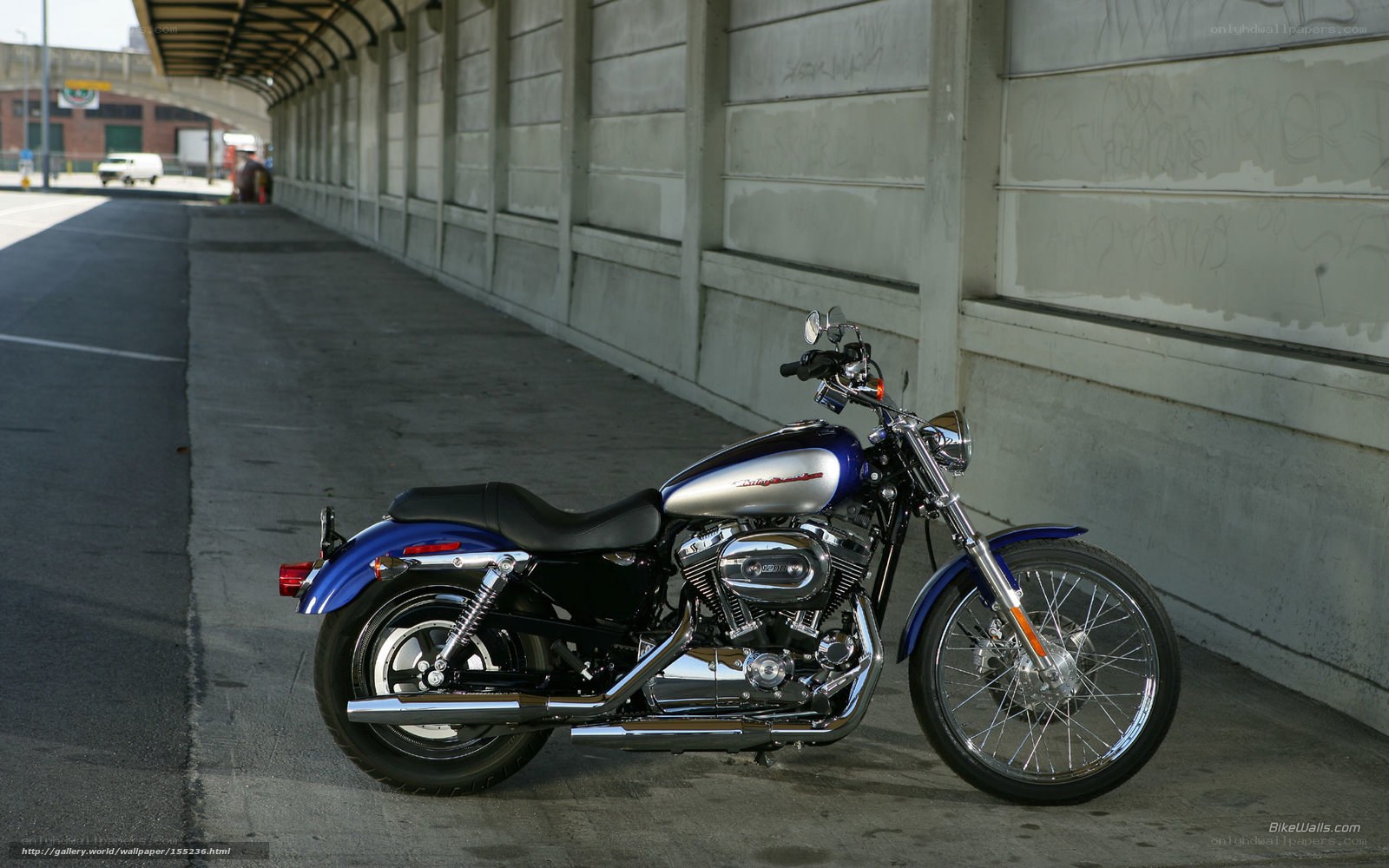 Blue and silver motorcycle parked