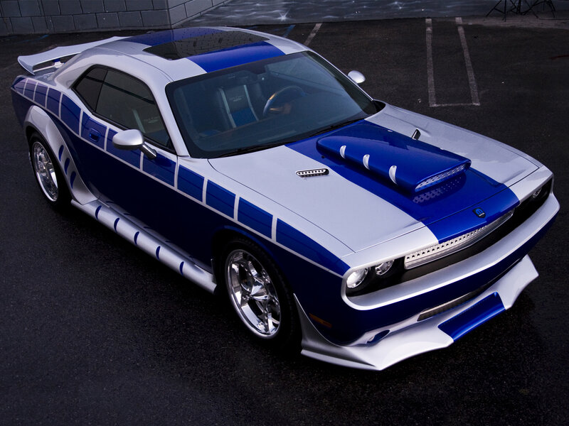 Blue and Silver Muscle Car — Dramatic