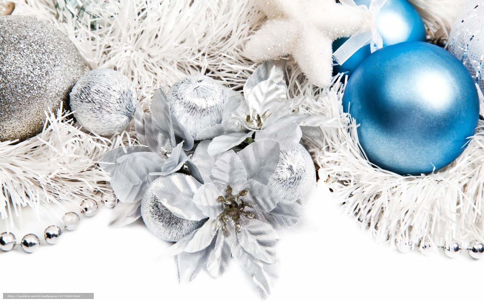 blue and silver ornaments