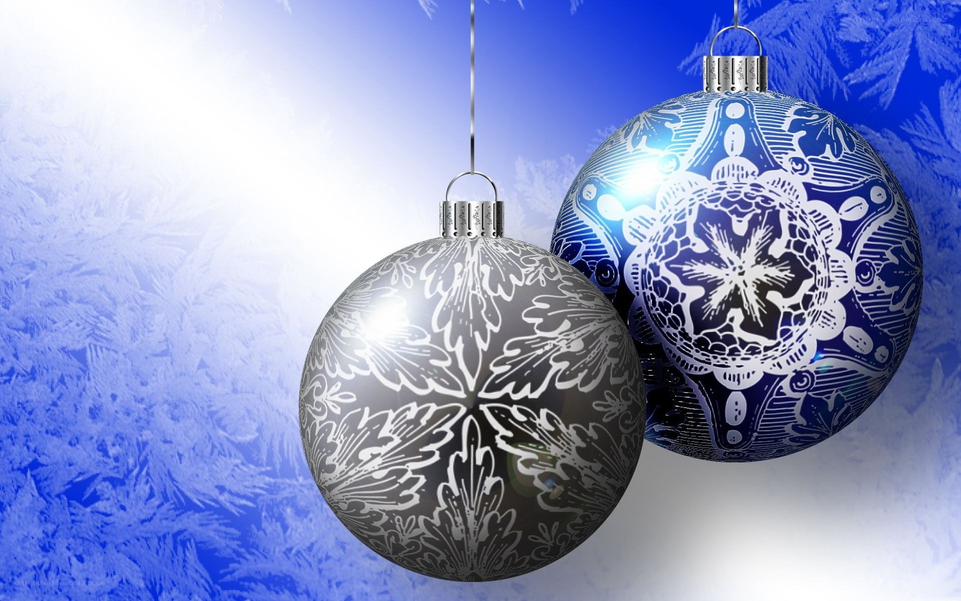 Blue and silver ornaments