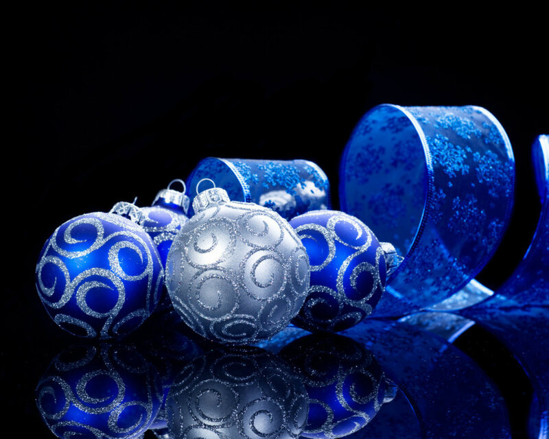 Blue and Silver Ornaments — Dramatic, Photograph