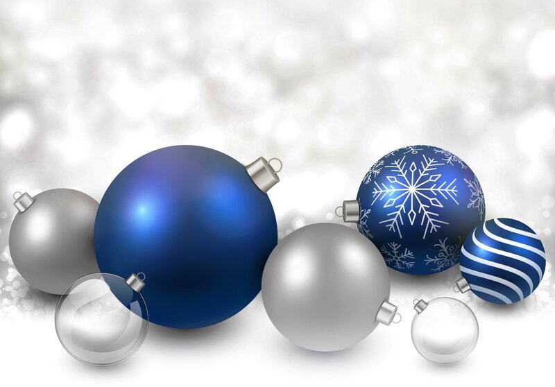 Blue and Silver Ornaments — Festive, Winter, 3d Render