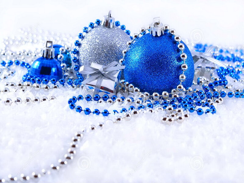 Blue and Silver Ornaments — Festive, Winter, Photograph, Beads
