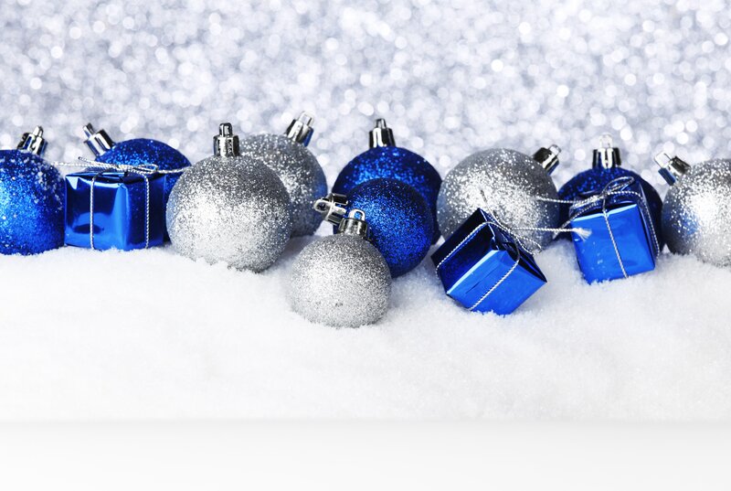 Blue and Silver Ornaments — Festive, Winter, Photograph, Gifts