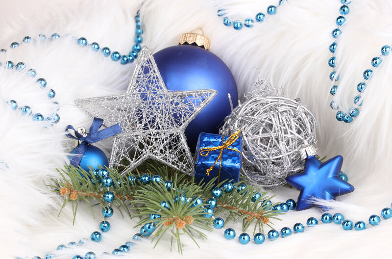Blue and Silver Ornaments — Festive, Winter, Photograph, Star Ornament
