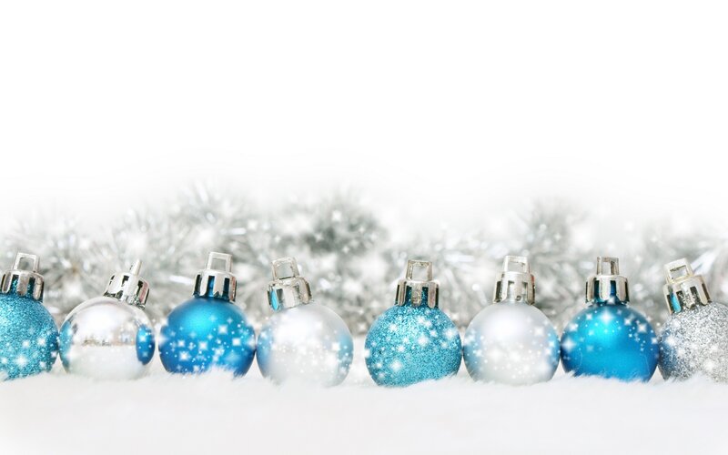 Blue and Silver Ornaments — Festive, Winter, Photograph