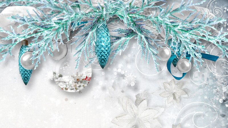 Blue and Silver Ornaments — White