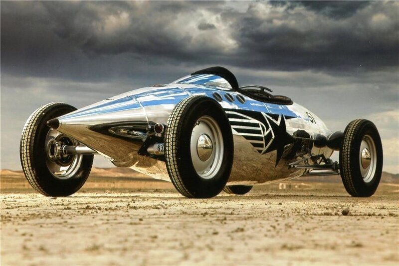 Blue and Silver Race Car — Dramatic