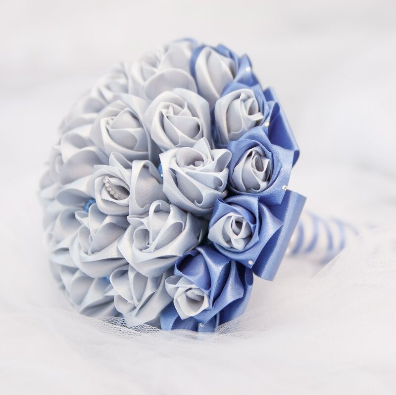 Blue and Silver Ribbon Bouquet