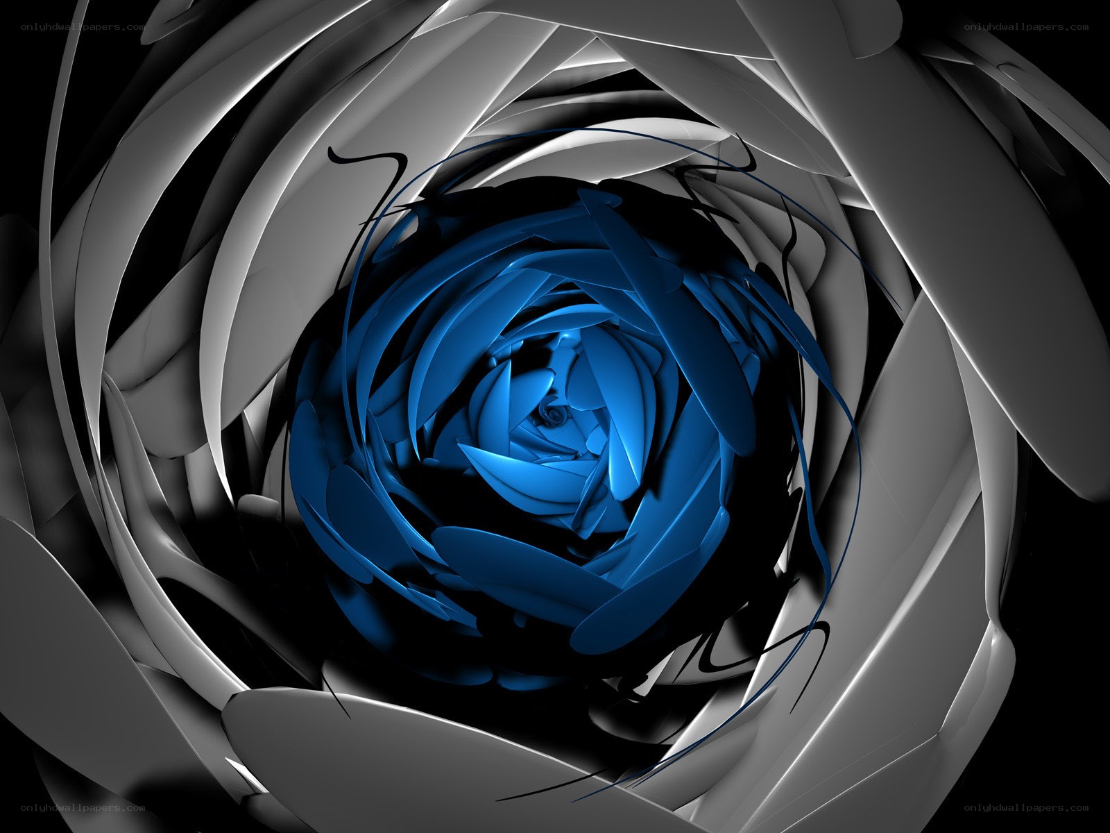 Blue and silver spiral abstract