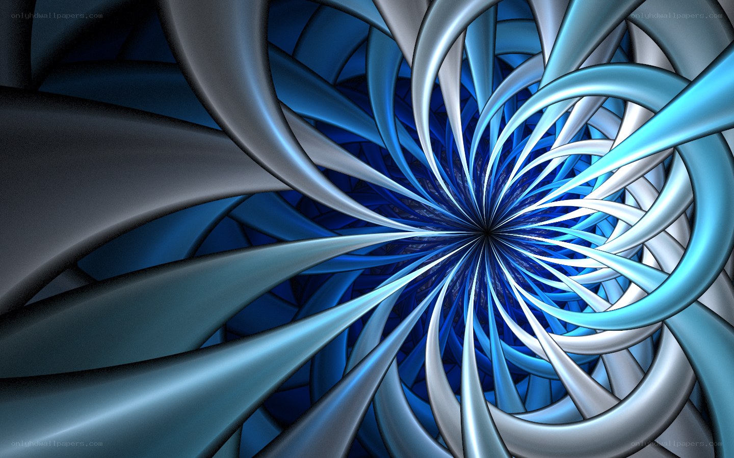 Blue and silver spiral tunnel