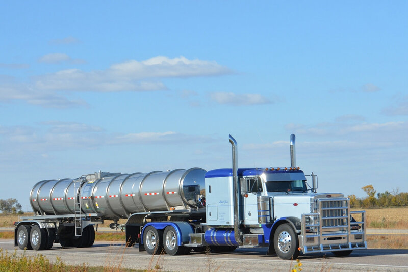 Blue and Silver Tanker Truck